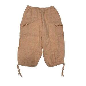 Flax Womens 100% Linen Wide Leg Cropped Balloon Pants M Lightweight Sustainable